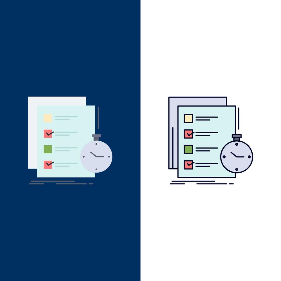 vector de icono de color plano de tiempo de verificación de lista de tareas