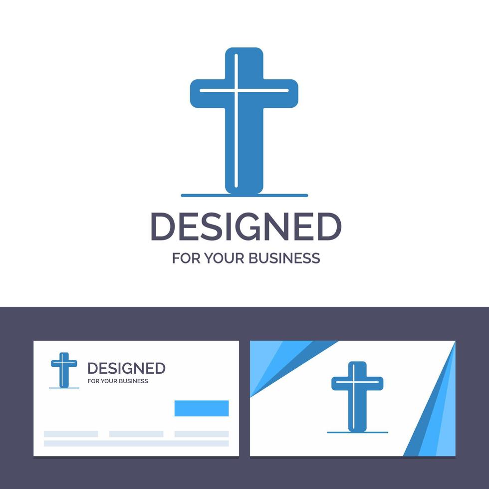 Creative Business Card and Logo template Celebration Christian Cross Easter Vector Illustration