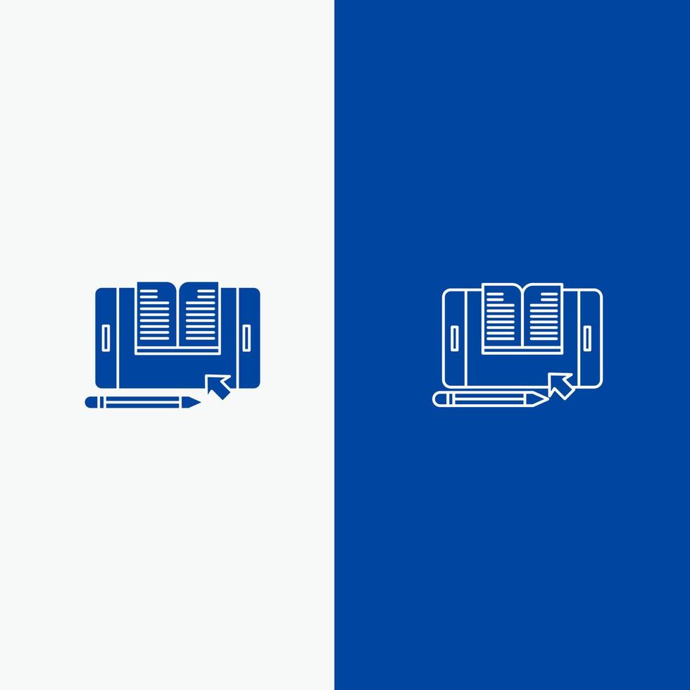 Application File Smartphone Tablet Transfer Line and Glyph Solid icon Blue banner Line and Glyph Solid icon Blue banner vector