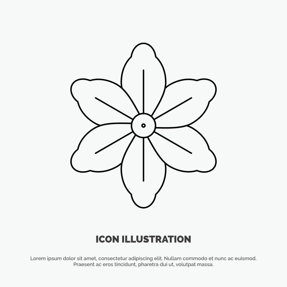 Flower Floral Nature Spring Line Icon Vector