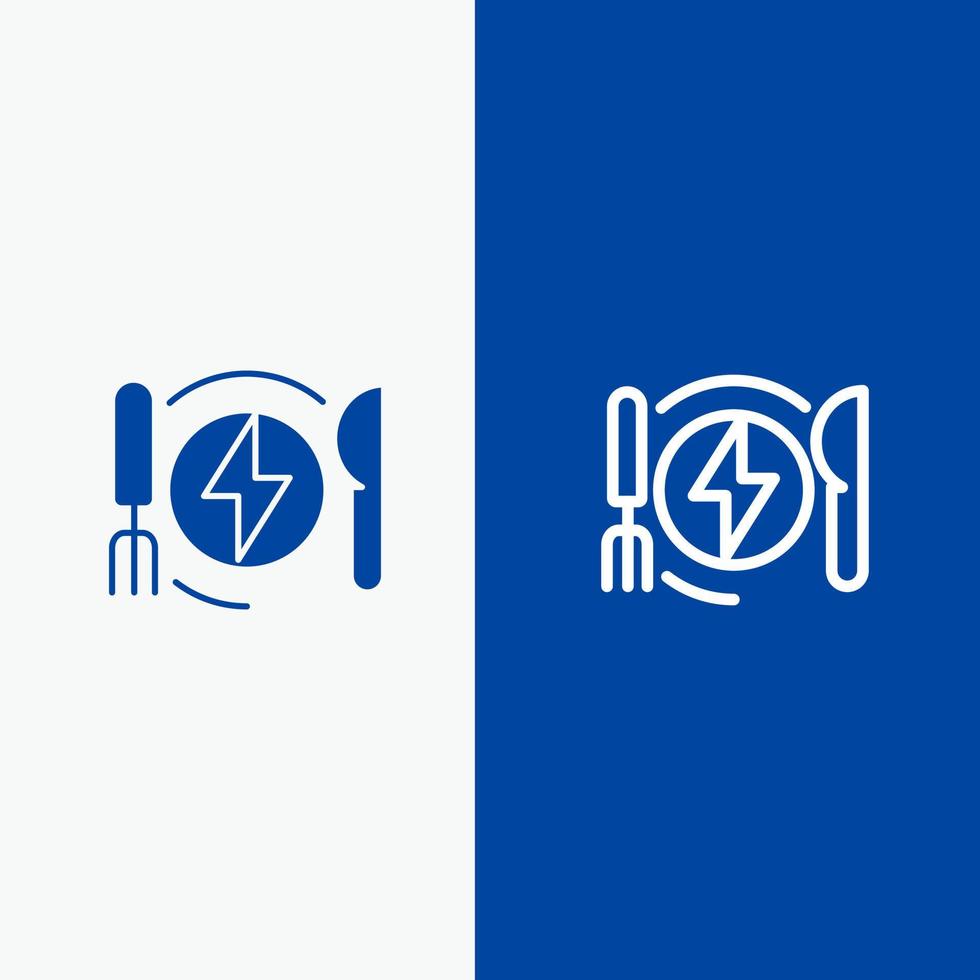 Consumption Energy Dinner Hotel Line and Glyph Solid icon Blue banner Line and Glyph Solid icon Blue banner vector