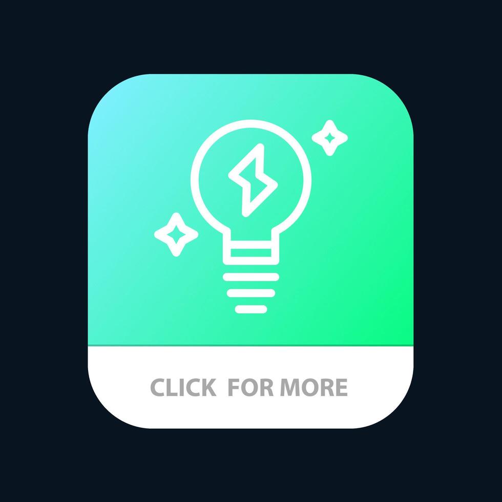 botón de aplicación móvil de potencia de luz de bombilla versión de línea de android e ios vector