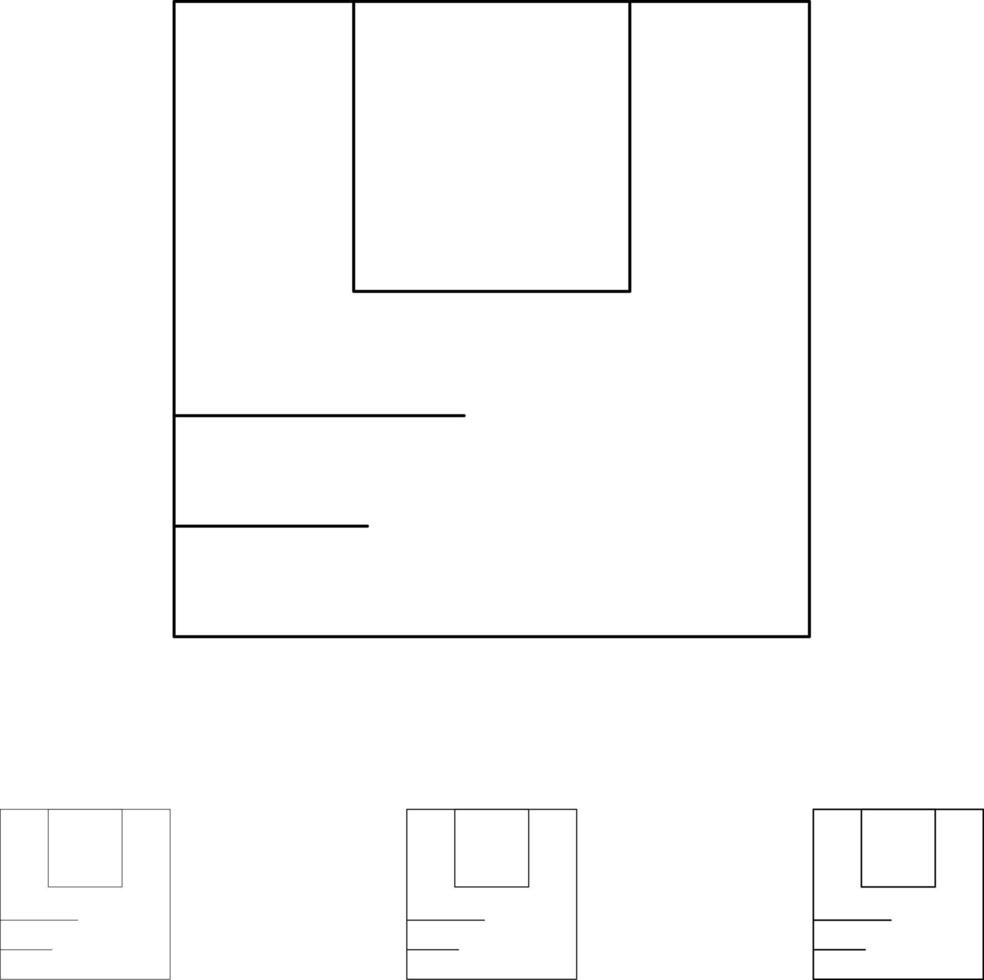 caja buen transporte logístico negrita y delgada línea negra conjunto de iconos vector