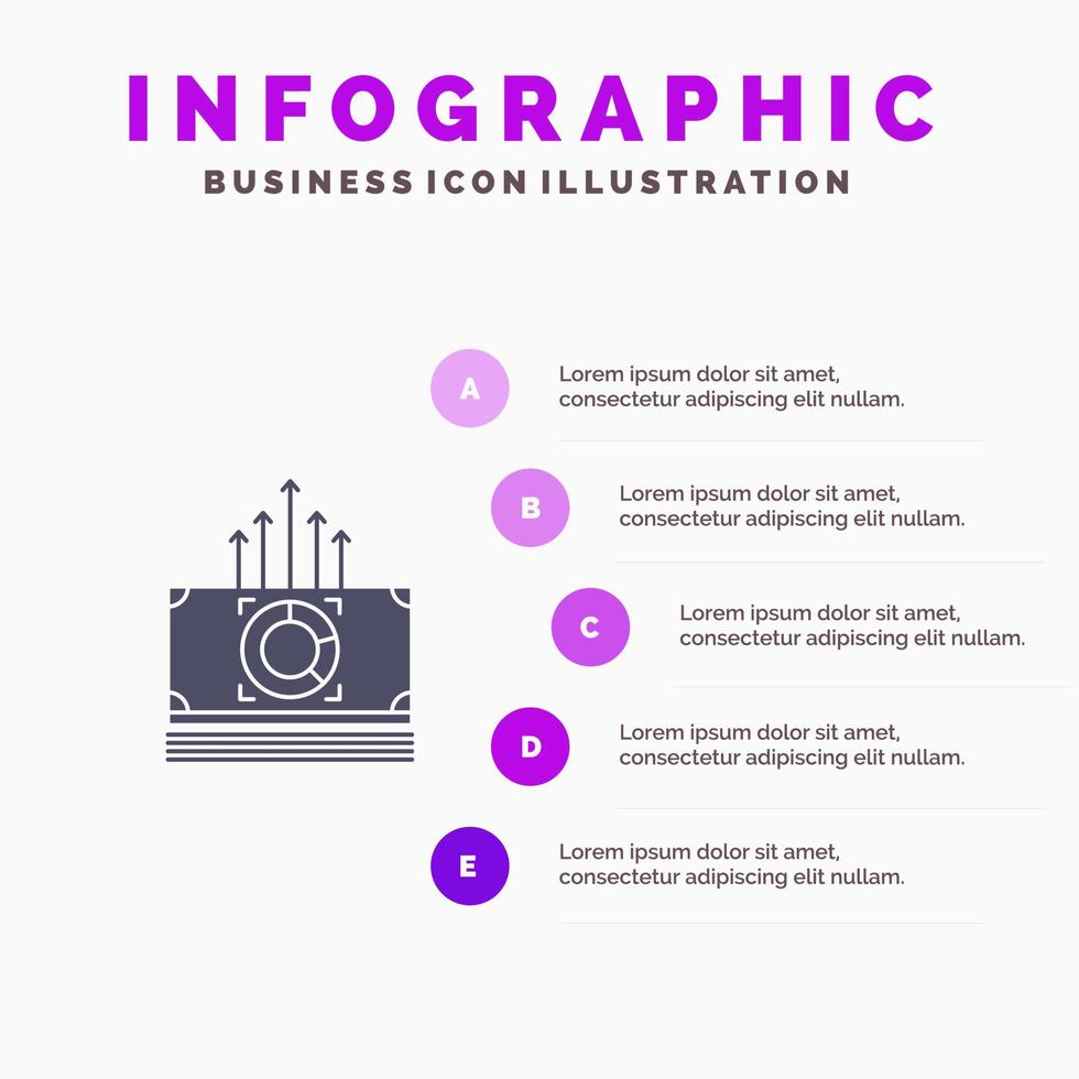 Money Bundle Bucks Transfer Solid Icon Infographics 5 Steps Presentation Background vector