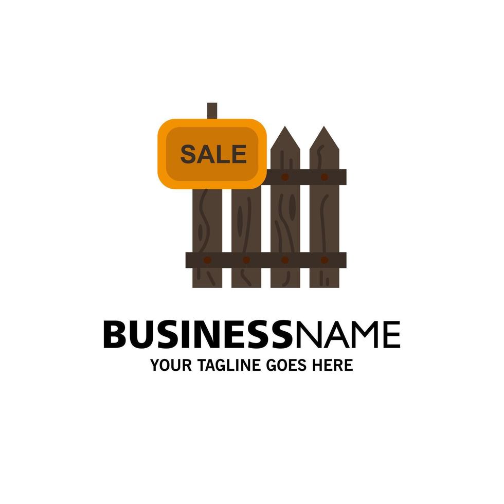 Fence Wood Realty Sale Garden House Business Logo Template Flat Color vector