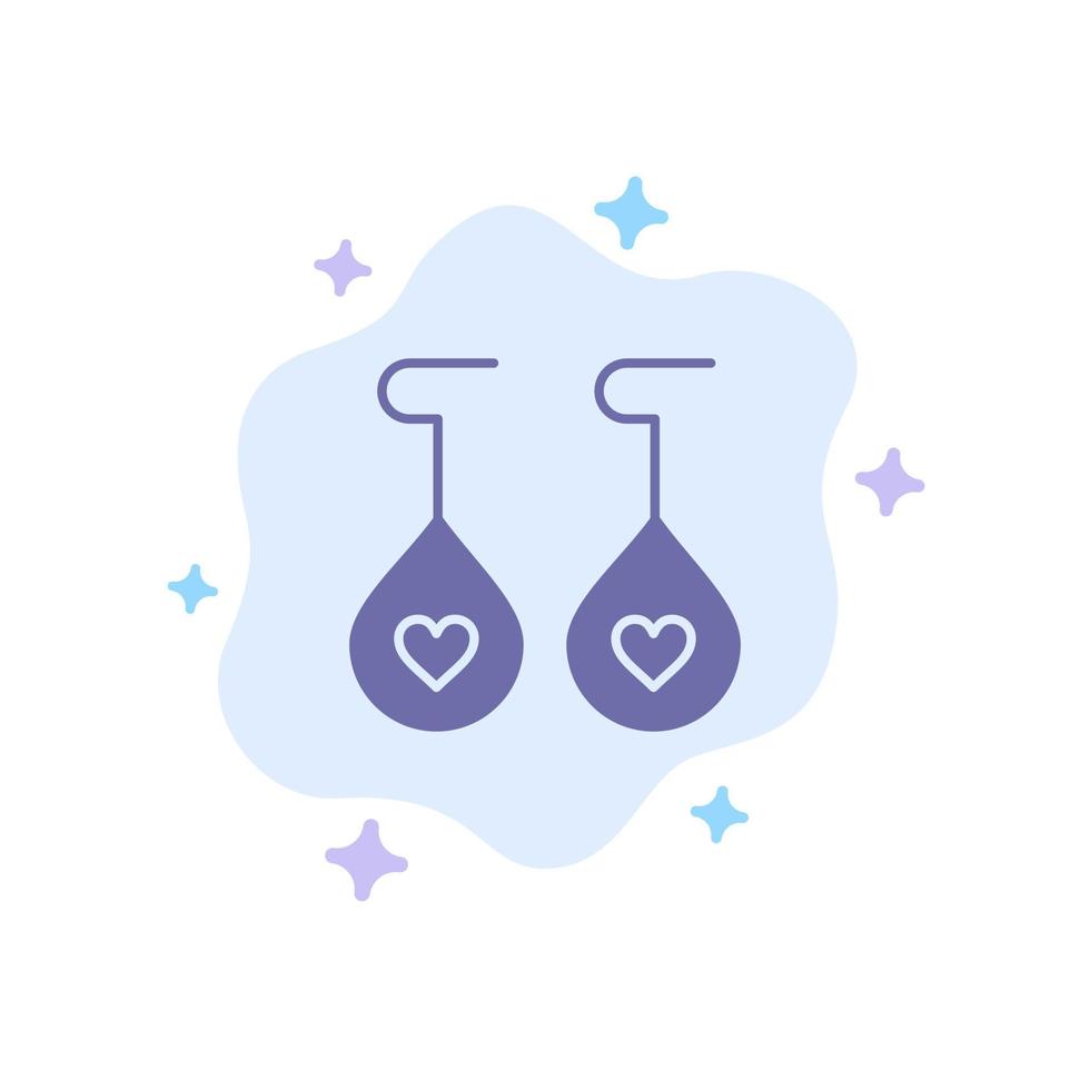 Earing Love Heart Blue Icon on Abstract Cloud Background vector