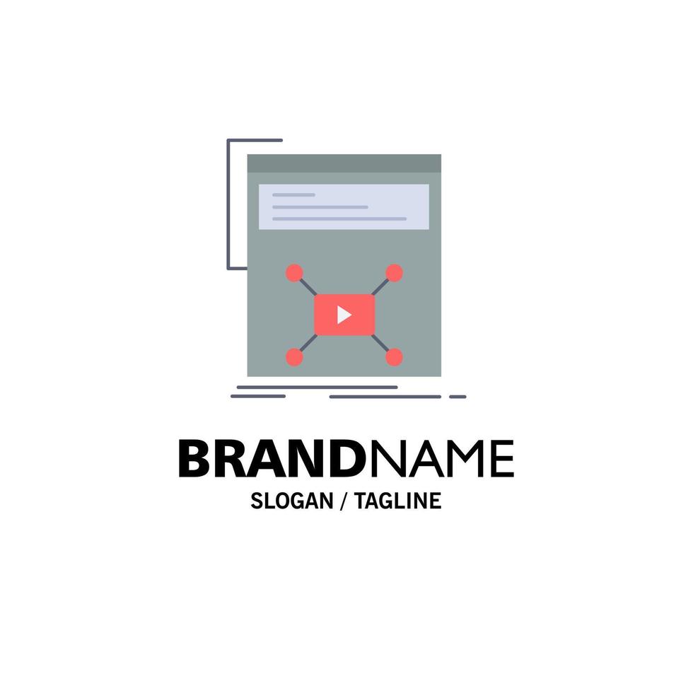 Marketing page video web website Flat Color Icon Vector