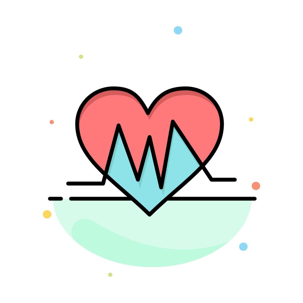 Medical Heart Heartbeat Pulse Abstract Flat Color Icon Template vector