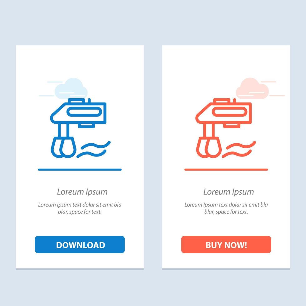 Mixer Kitchen Manual Blender  Blue and Red Download and Buy Now web Widget Card Template vector