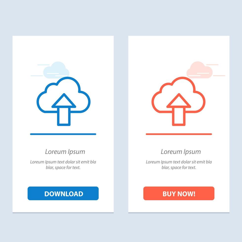 Arrow Upload Up Cloud  Blue and Red Download and Buy Now web Widget Card Template vector