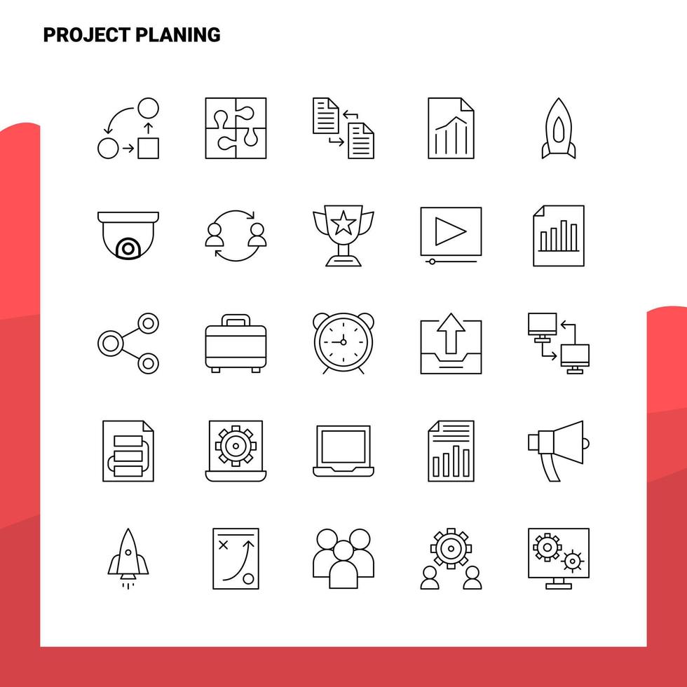 Set of Project Planing Line Icon set 25 Icons Vector Minimalism Style Design Black Icons Set Linear pictogram pack