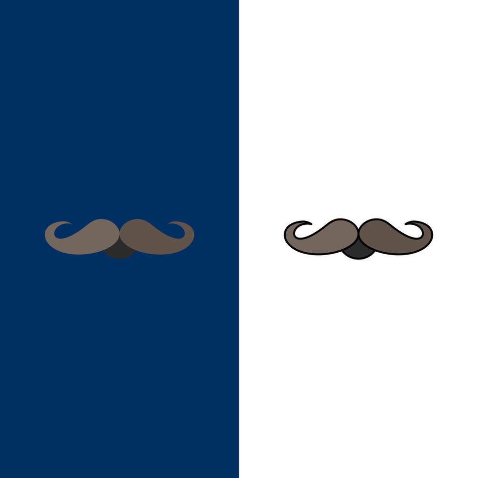 moustache Hipster movember male men Flat Color Icon Vector