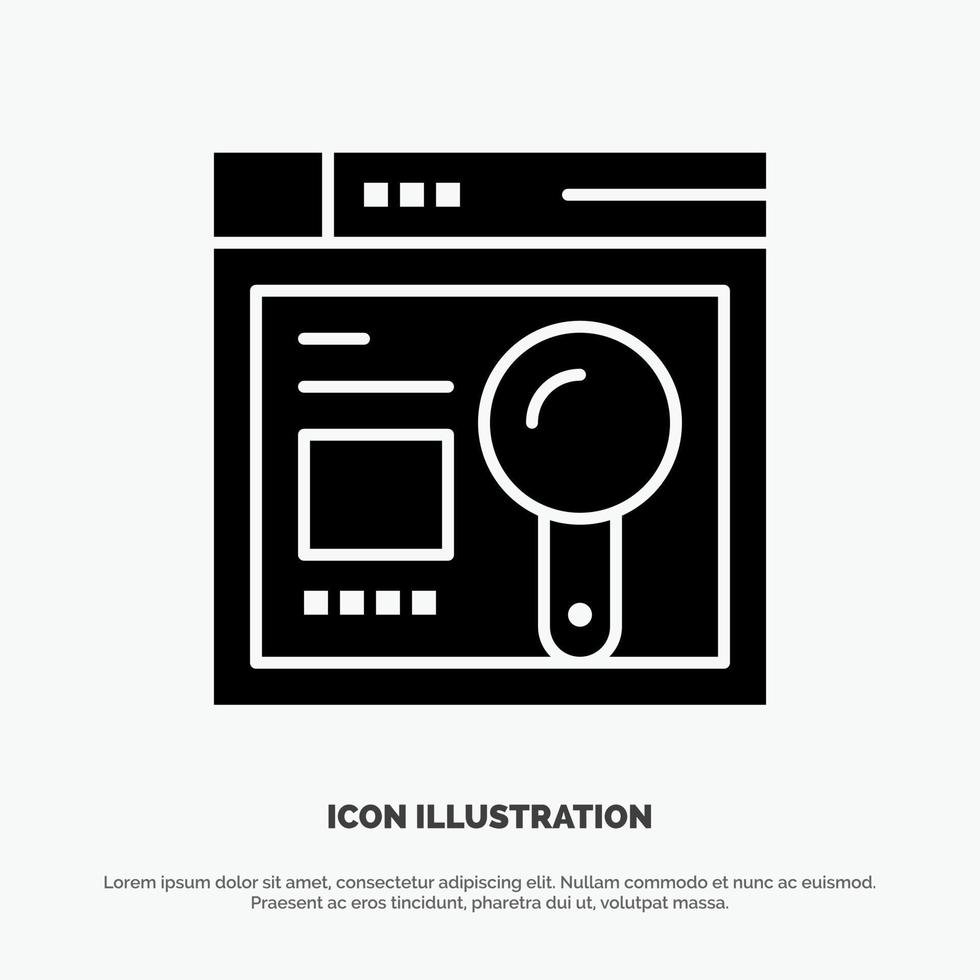 Browser Web Search Education Solid Black Glyph Icon vector