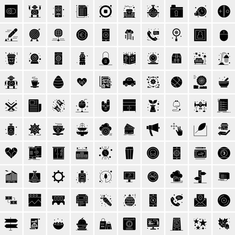 Set of 100 Universal Solid Icons vector