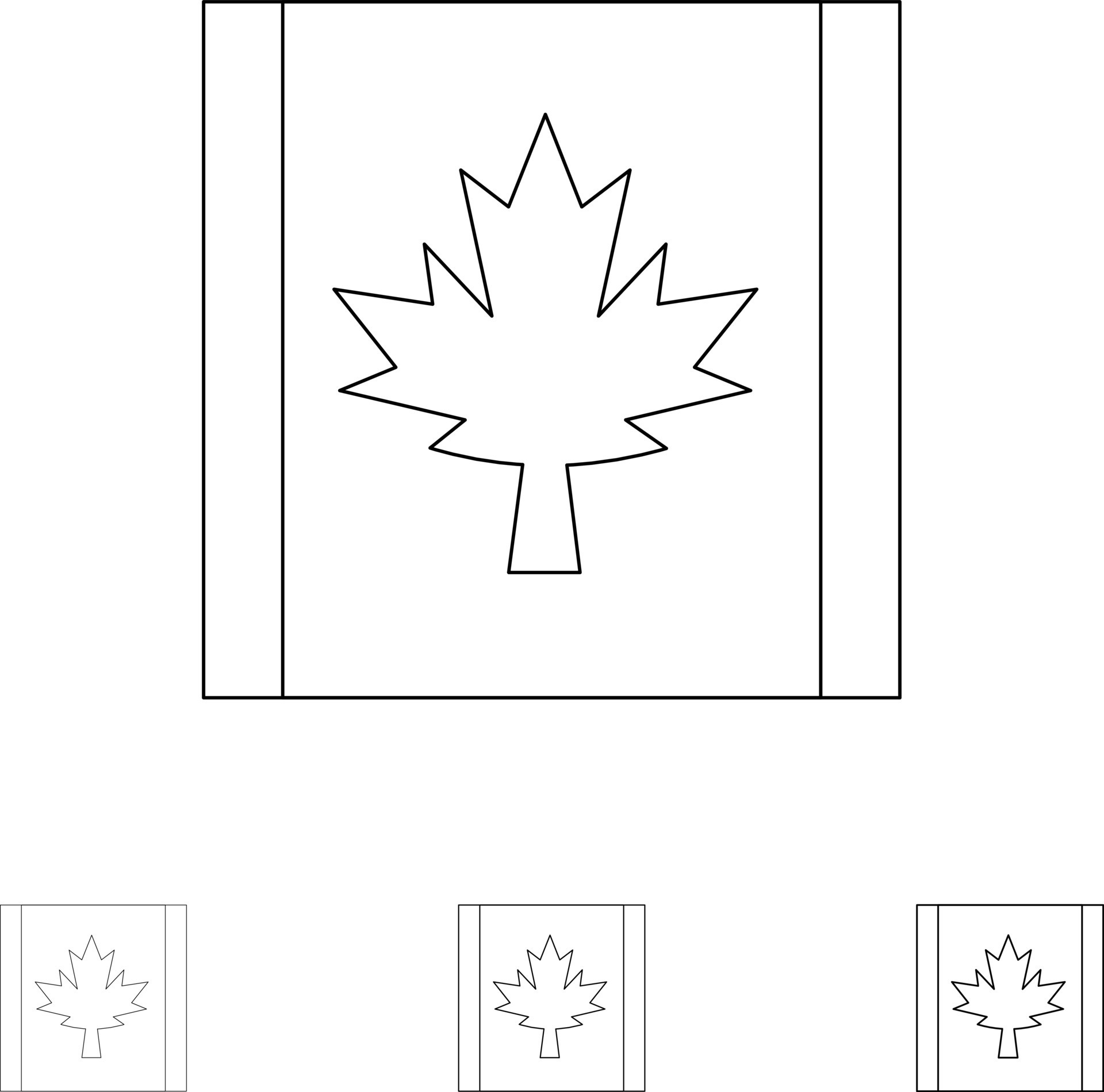 Canada Flag Leaf Bold and thin black line icon set 18012419 Vector Art