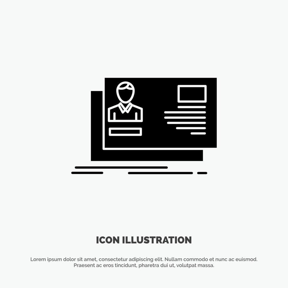 Id User Identity Card Invitation solid Glyph Icon vector