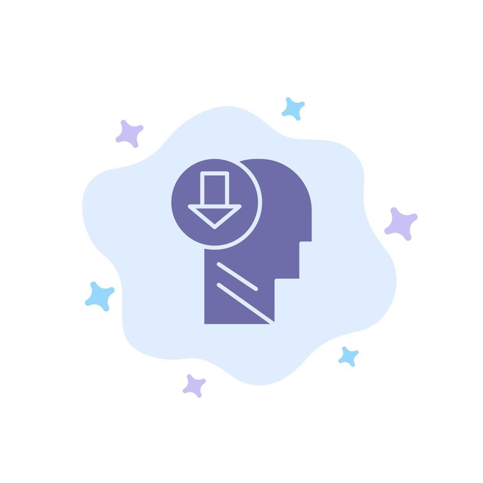 Arrow Head Human Knowledge Down Blue Icon on Abstract Cloud Background vector