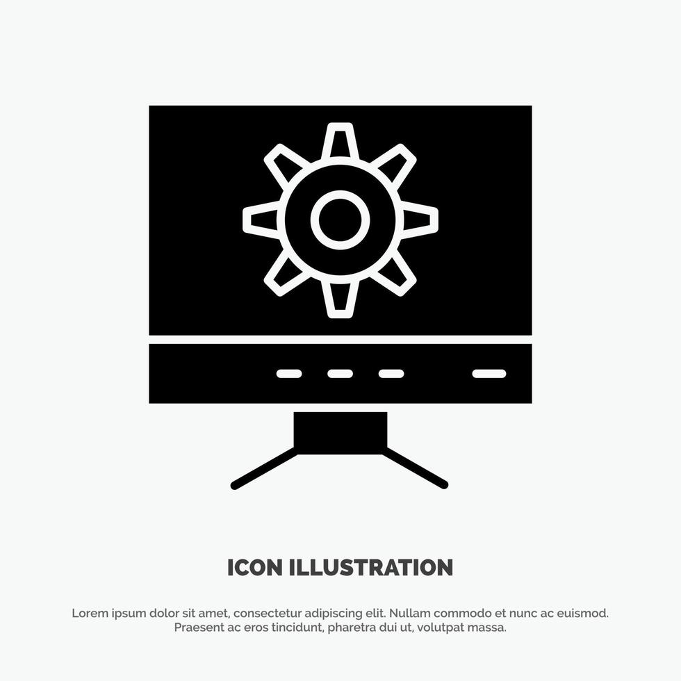 vector de icono de glifo sólido de diseño de configuración de computadora