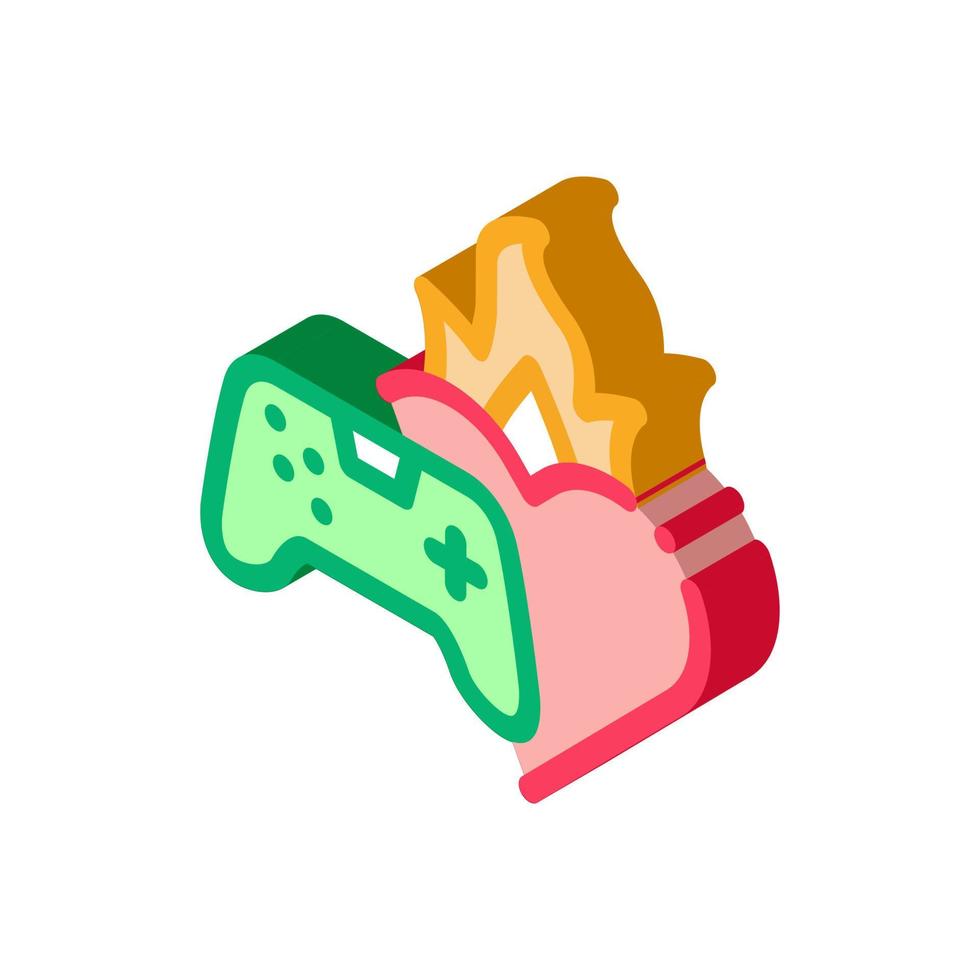 game burning heart isometric icon vector illustration