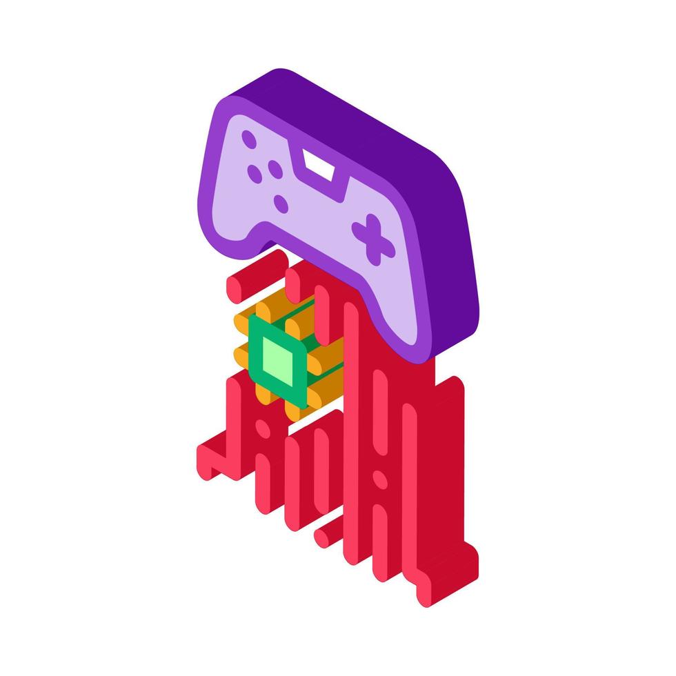 game controller chip isometric icon vector illustration