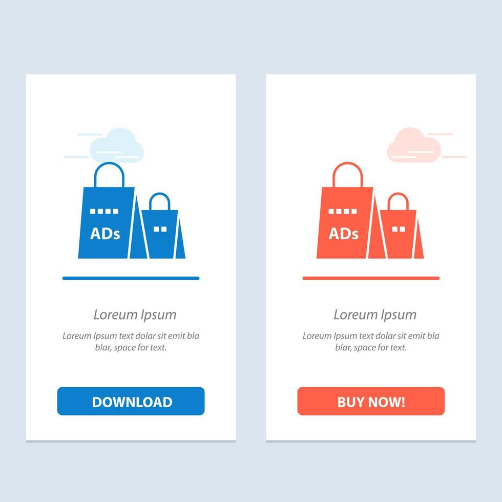 Advertising Bag Purse Shopping Ad Shopping  Blue and Red Download and Buy Now web Widget Card Template vector
