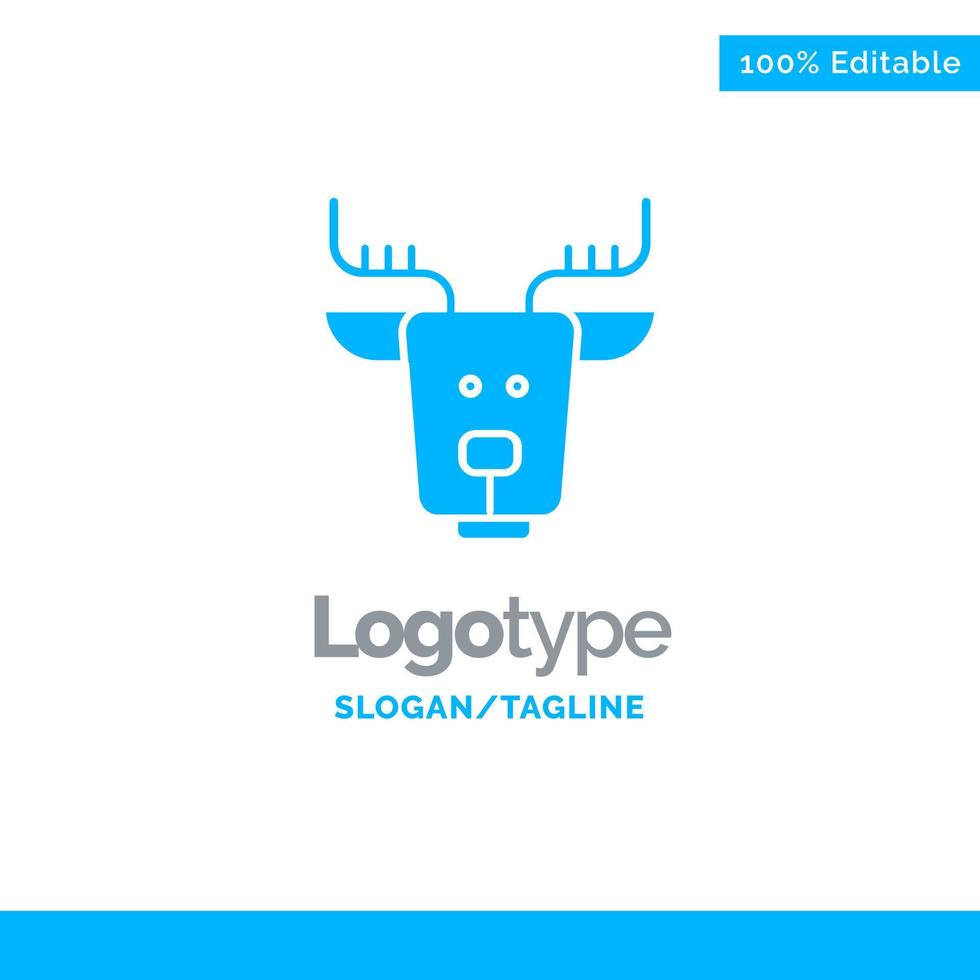 Alpine Arctic Canada Reindeer Blue Solid Logo Template Place for Tagline vector
