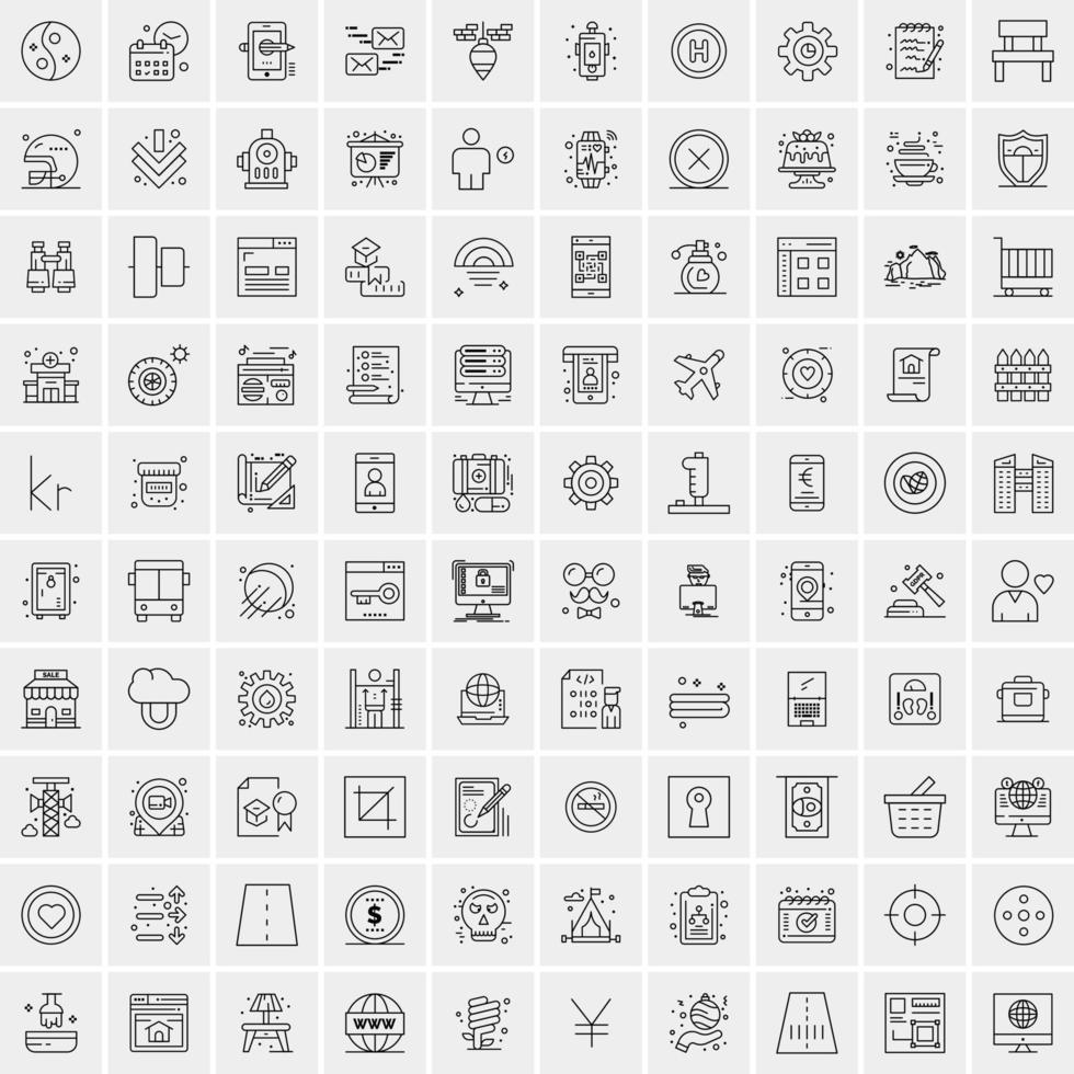 Set of 100 Creative Business Line Icons vector