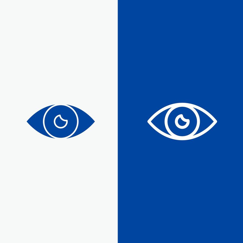 App Basic Icon Design Eye Mobile Line and Glyph Solid icon Blue banner Line and Glyph Solid icon Blue banner vector