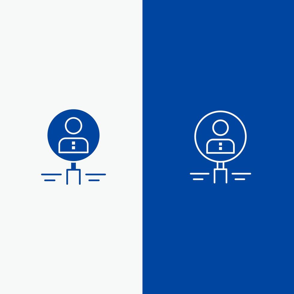Find Glass Hiring Human Magnifier People Resource Search Line and Glyph Solid icon Blue banner Line and Glyph Solid icon Blue banner vector