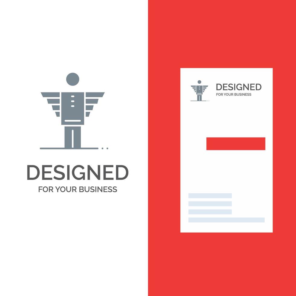 Angel Business Career Freedom Investor Grey Logo Design and Business Card Template vector