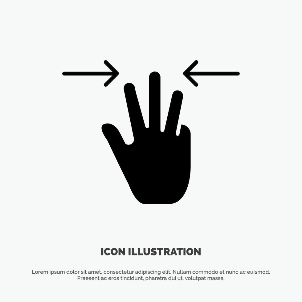 Gestures Hand Mobile Three Fingers solid Glyph Icon vector