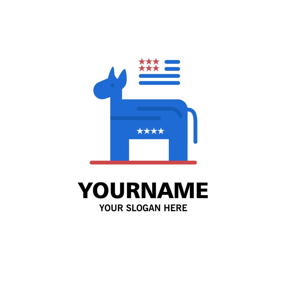 Donkey American Political Symbol Business Logo Template Flat Color vector