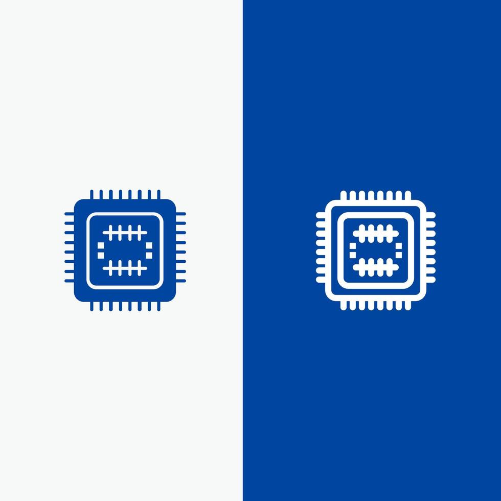 System Tech Technology Cpu Line and Glyph Solid icon Blue banner Line and Glyph Solid icon Blue banner vector