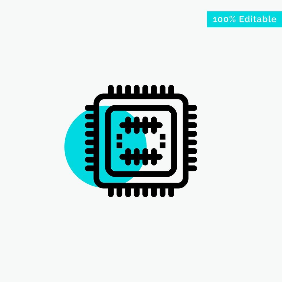 System Tech Technology Cpu turquoise highlight circle point Vector icon