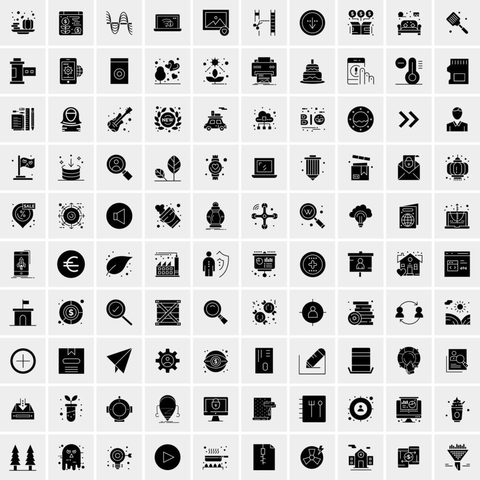 Set of 100 Universal Solid Icons vector