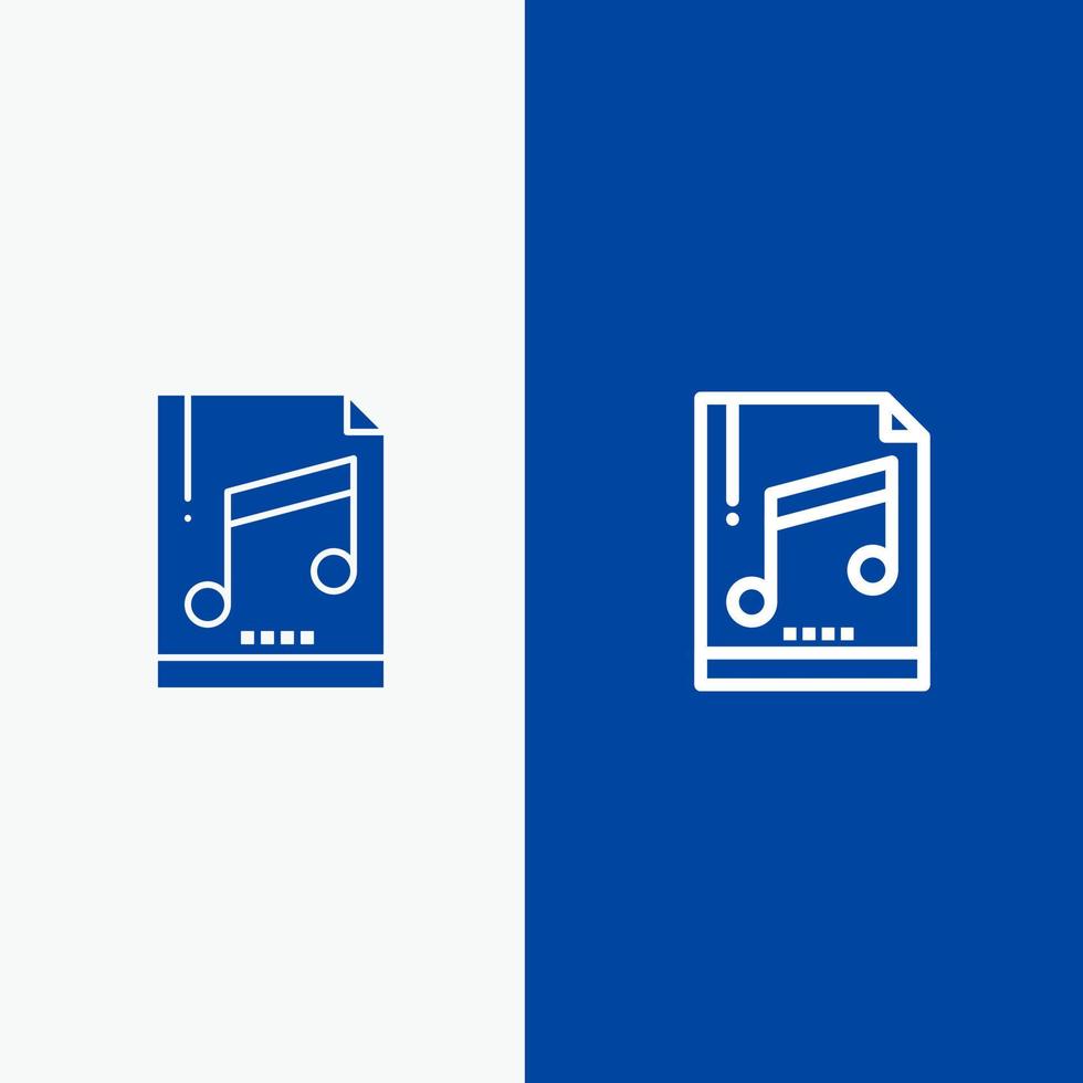 audio archivo de computadora mp3 línea de muestra y glifo icono sólido banner azul línea y glifo icono sólido banner azul vector