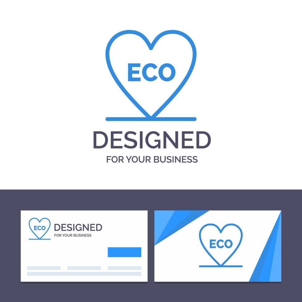 tarjeta de visita creativa y plantilla de logotipo eco corazón amor entorno vector ilustración