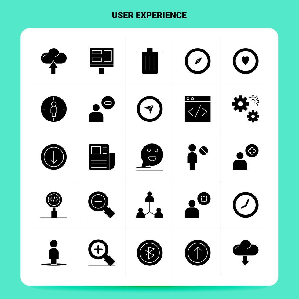 Solid 25 User Experience Icon set Vector Glyph Style Design Black Icons Set Web and Mobile Business ideas design Vector Illustration