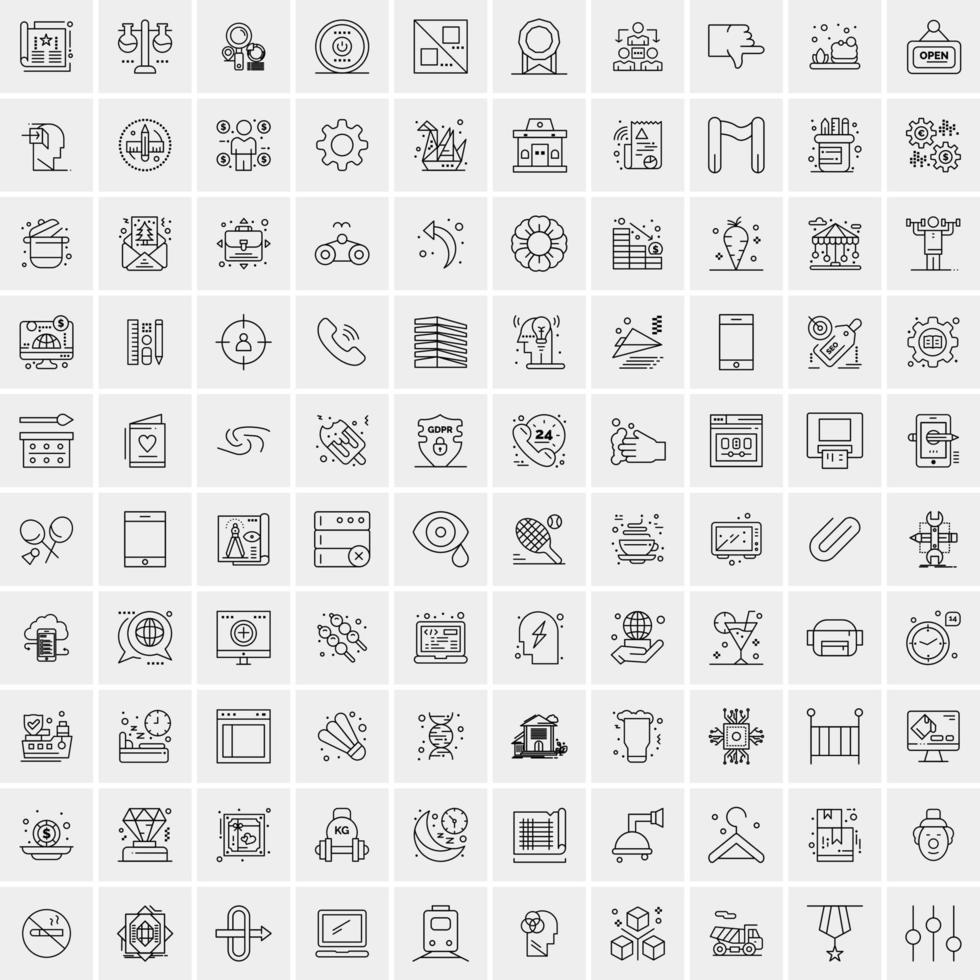 conjunto de 100 iconos de línea de negocios creativos vector