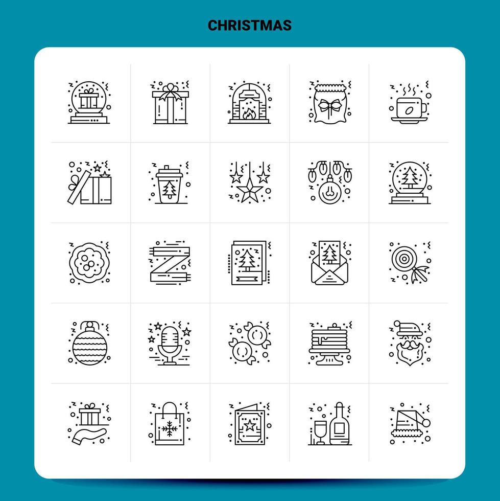 OutLine 25 Christmas Icon set Vector Line Style Design Black Icons Set Linear pictogram pack Web and Mobile Business ideas design Vector Illustration