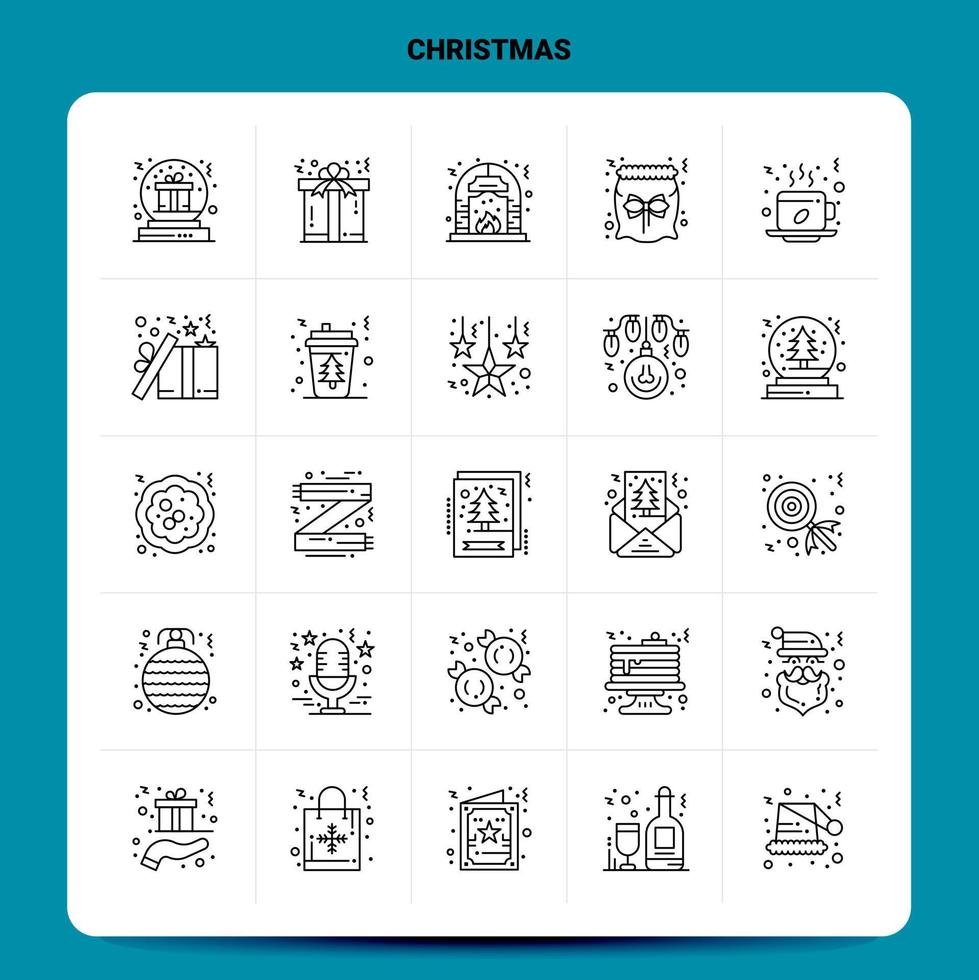 contorno 25 conjunto de iconos de navidad diseño de estilo de línea vectorial conjunto de iconos negros paquete de pictogramas lineales ideas de negocios web y móviles diseño ilustración vectorial vector