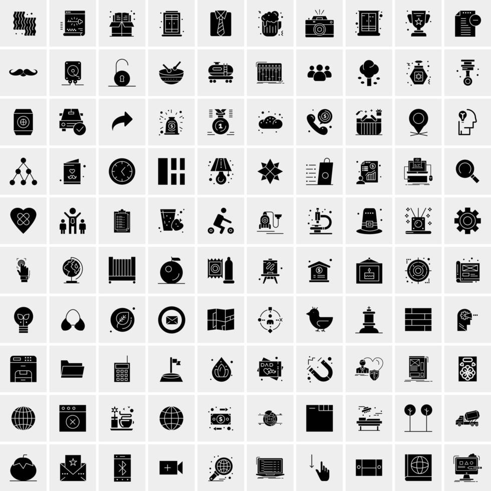 Set of 100 Universal Solid Icons vector