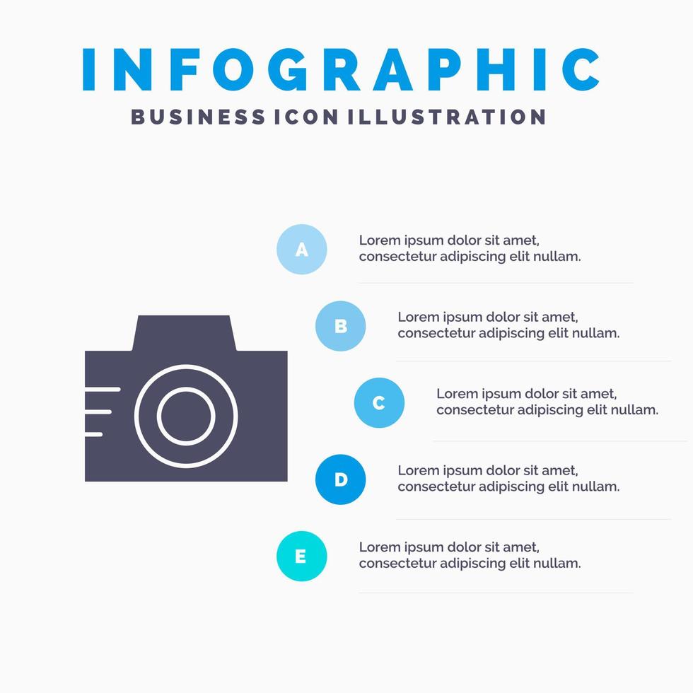 Camera Image Photo Picture Solid Icon Infographics 5 Steps Presentation Background vector