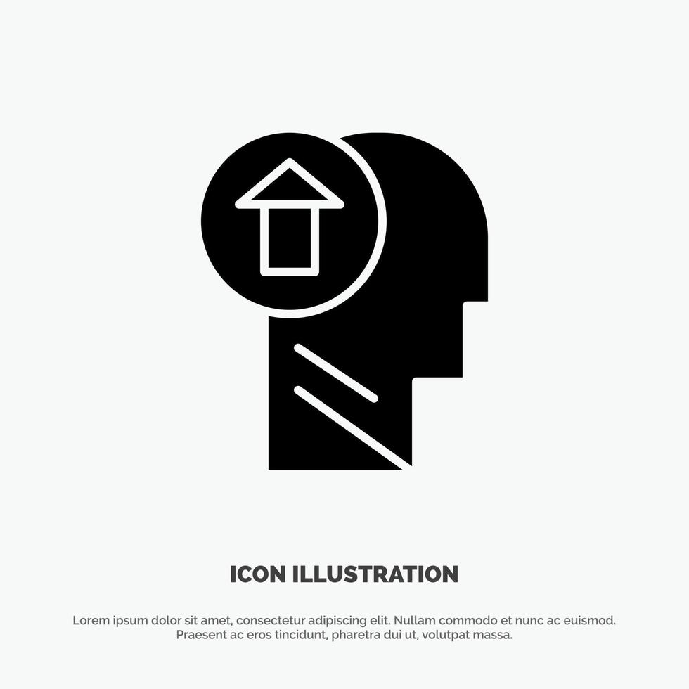 Arrow Head Human Knowledge Mind Up solid Glyph Icon vector