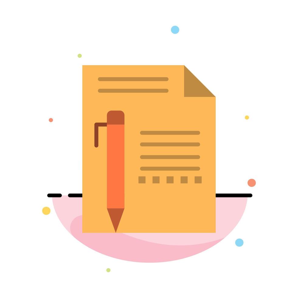 Document Edit Page Paper Pencil Write Abstract Flat Color Icon Template vector