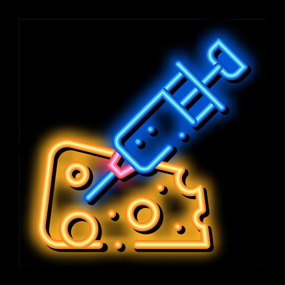 Injection into Cheese neon glow icon illustration vector