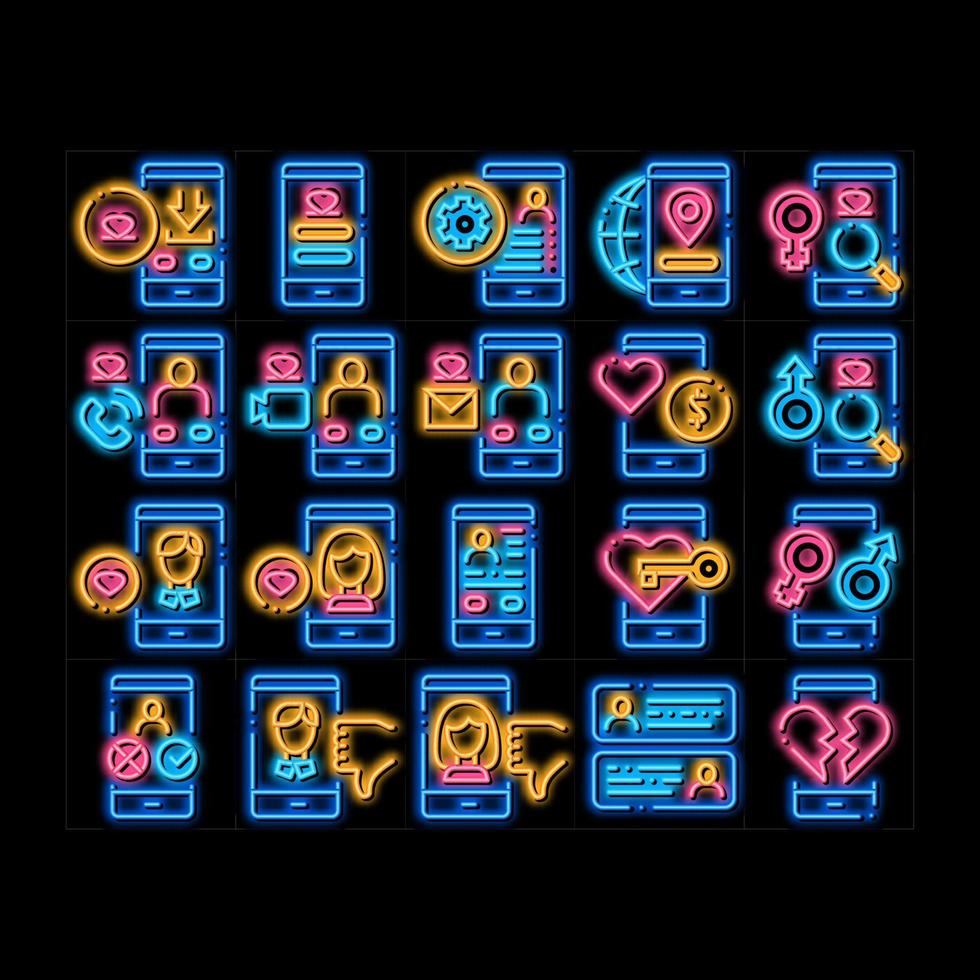 Dating App neon glow icon illustration vector