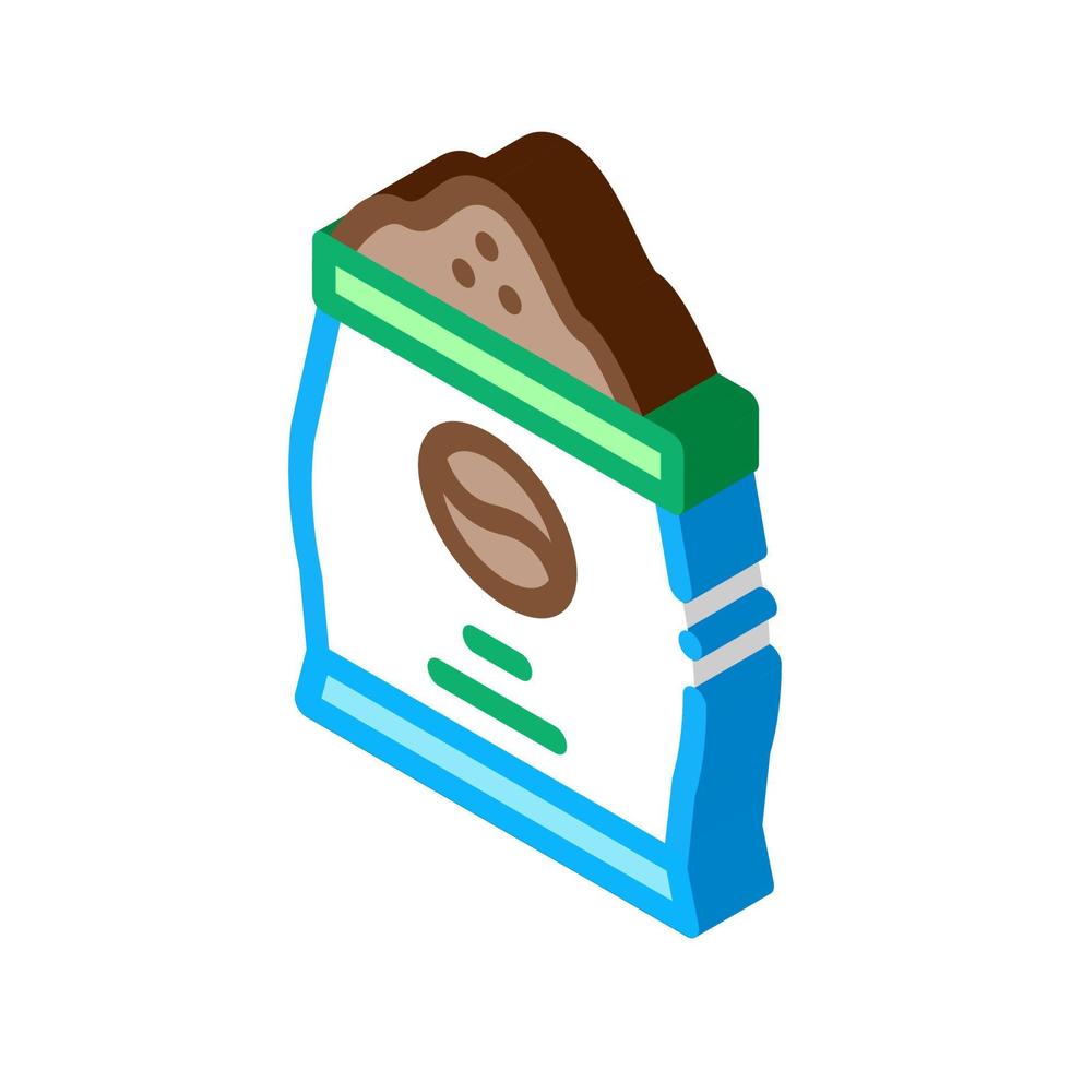 Ilustración de vector de icono isométrico de bolsa de producción de café