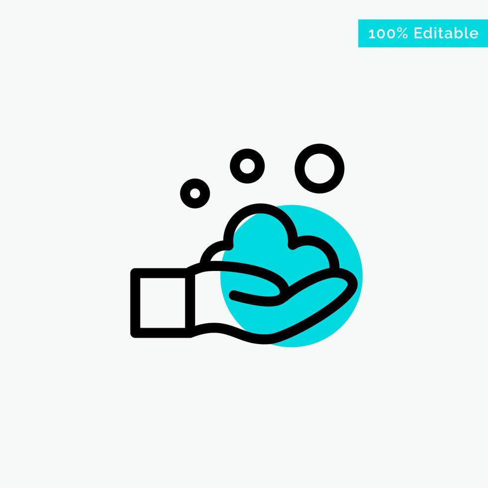 Cleaning Hand Soap Wash turquoise highlight circle point Vector icon