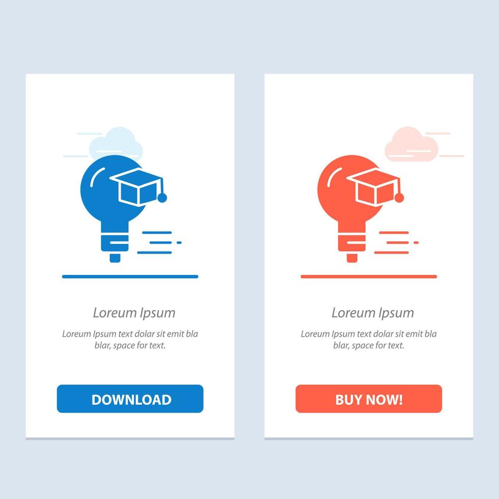 Bulb Cap Education Graduation  Blue and Red Download and Buy Now web Widget Card Template vector